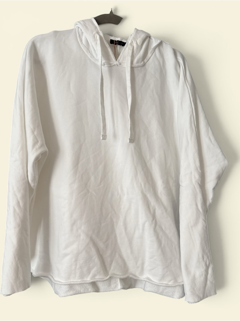 Quince 100% Organic Cotton Fleece Hoodie White Medium NWT